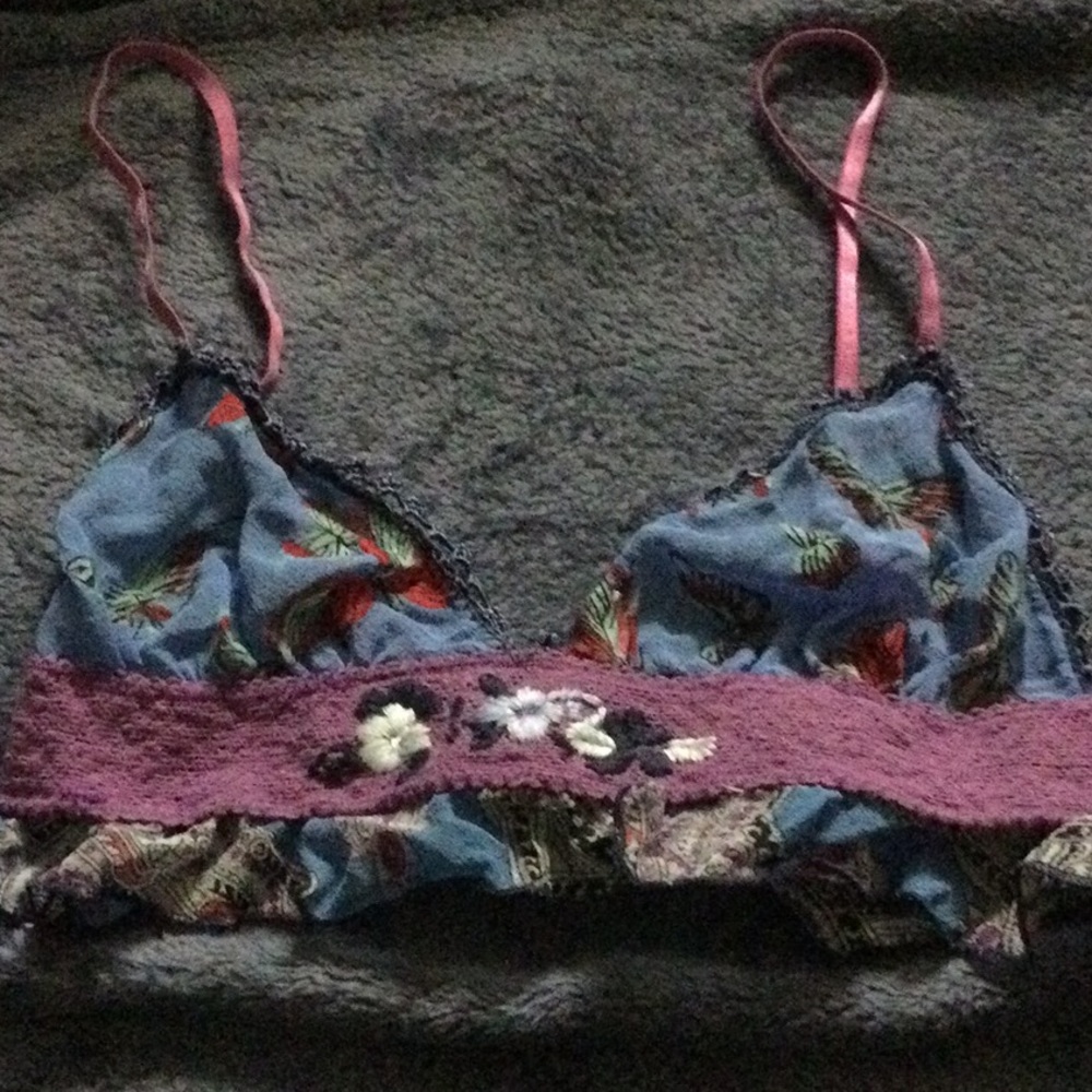 Free People Butterfly Paisley Chiffon Bralette